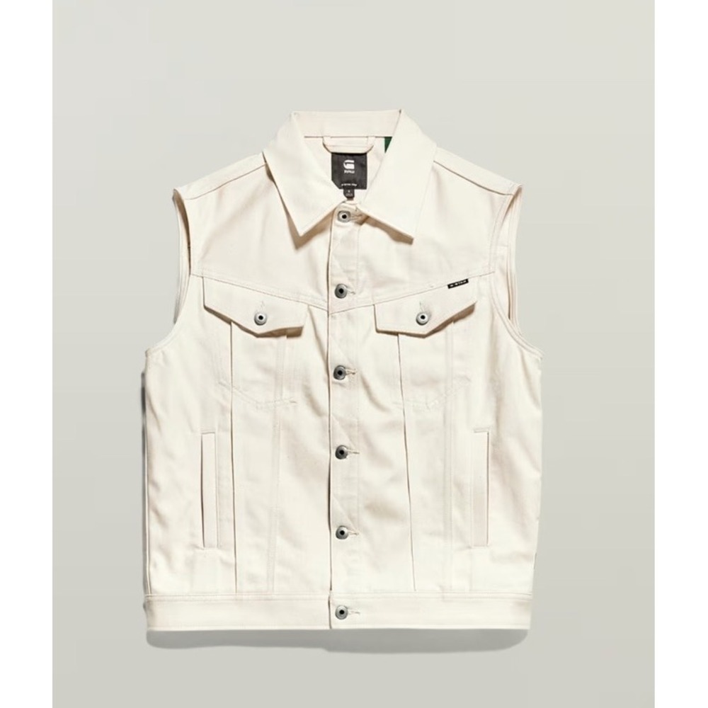 G-Star Raw‎ New Oversized Denim Vest Evergreen Ecru/Cream Size Small MSRP $210